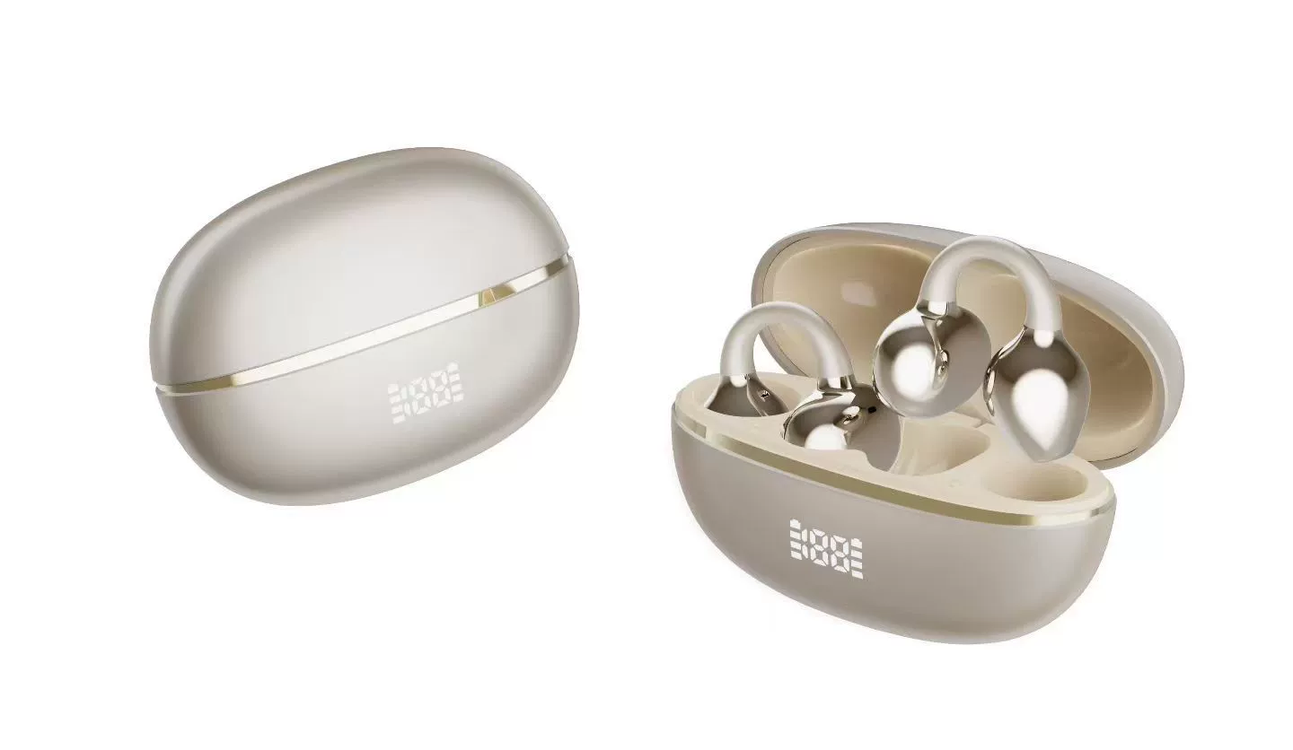 Bone‑conduction ear‑clip Bluetooth headset, noise reduction, low latency, decorative earring option