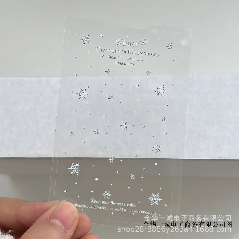 高颜値ins風透明雪花シールは平価で自己接着します。|undefined