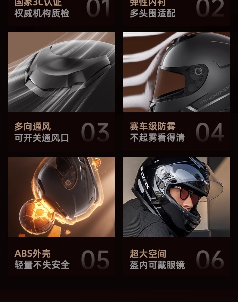 Phoenix 3C Certified Electric Vehicle Helmet for Men and Women, Autumn and Winter Warm Safety Helmet, Motorcycle Winter Large Size Full-Face Helmet