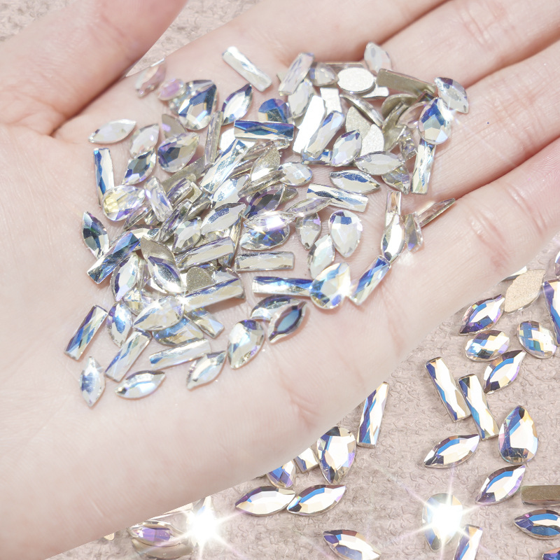 100 bolsas de taladro aurora taladro de forma especial joyas de manicure taladro de forma plana joyas de manicure taladro de forma especial diy joyas de manicure