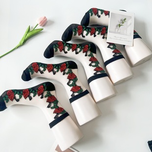 Summer Thin Women's Socks Breathable Crystal Silk Stockings Red Rose Women's Socks Sweat-Absorbent Glass Stockings Manufacturer