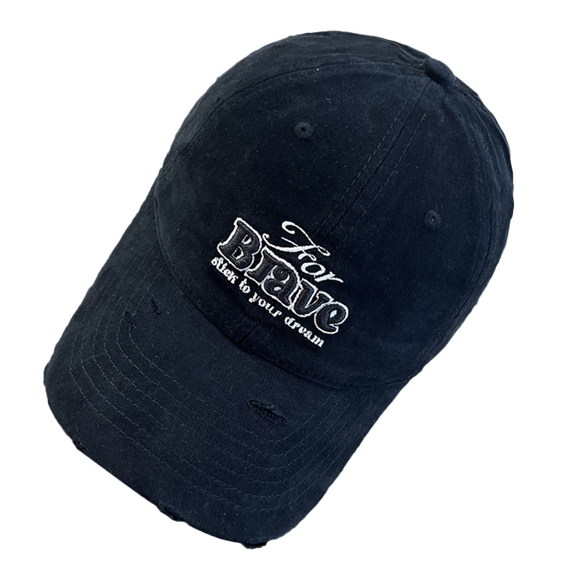 Coreano retro hacer viejos agujeros estereoscópicos bordados letras sombrero de béisbol mujer primavera y otoño calles generales sombrero de lengua de pato moda