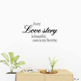 Love Story爱情家庭箴言跨境可移除墙贴卧室书房装饰墙贴纸PH2335