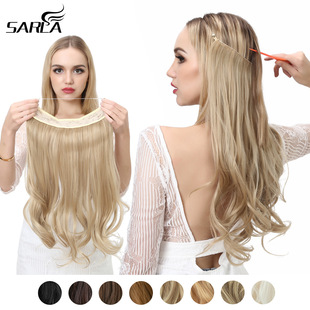 Cross-border European and American wig one-piece hair quantity multiple U-shaped hair extension female fishing line wig invisible natural long curly hair