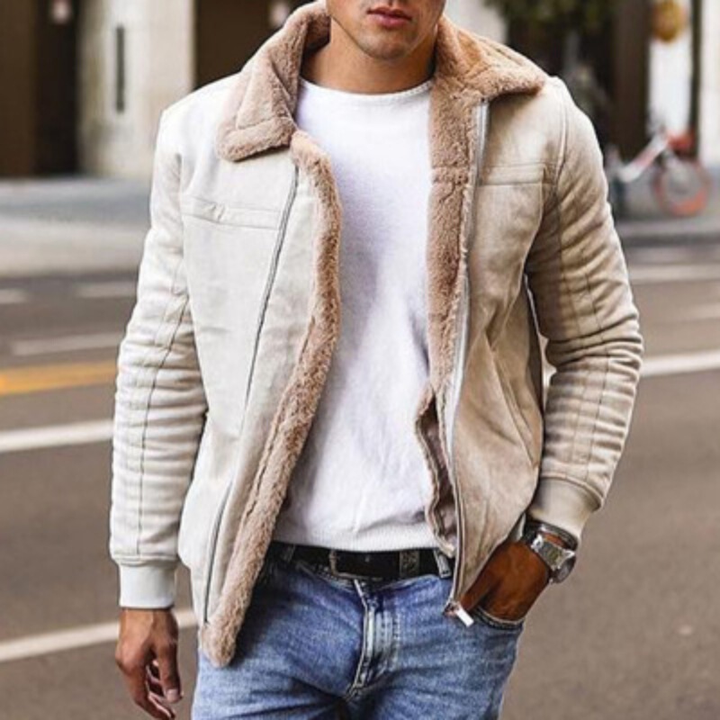 2023 Aliexpress Men's Jackets Winter New Products Faux Leather Jackets European and American Suede Faux Fur Coats Wholesale