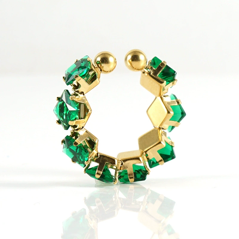 (Переходящие границы торговли), модное регулируемое геометрическое gemstone кольцо из нержавеющей стали, европейский стиль, образец золота 750