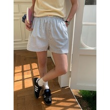 3th Morning 夏日遛弯 韩系休闲松紧高腰宽松条纹短裤ZY2968