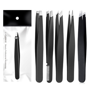 Manufacturer's Spot Black 1.2 Thick 96 Eyebrow Clip Eyebrow Scissors with Comb Eyebrow Trimming Tweezers Eyelash Beauty Tools Stainless Steel