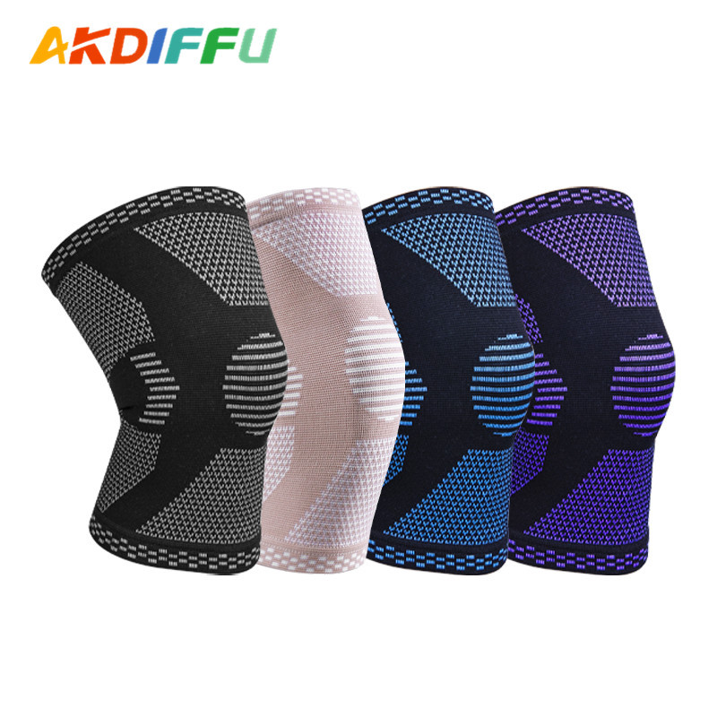 Deportes al aire libre de Protección deportiva rótula de cuatro lados elástico de punto rótula rodilla en cuclillas de nylon rajín corriendo pie canasta