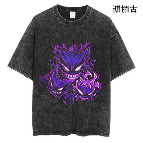 Cross-border American-style washed and aged short-sleeved T-shirt for men, 2024 summer new arrival, loose-fit, trendy, fashionable, Instagram-inspired, wholesale from a popular brand.