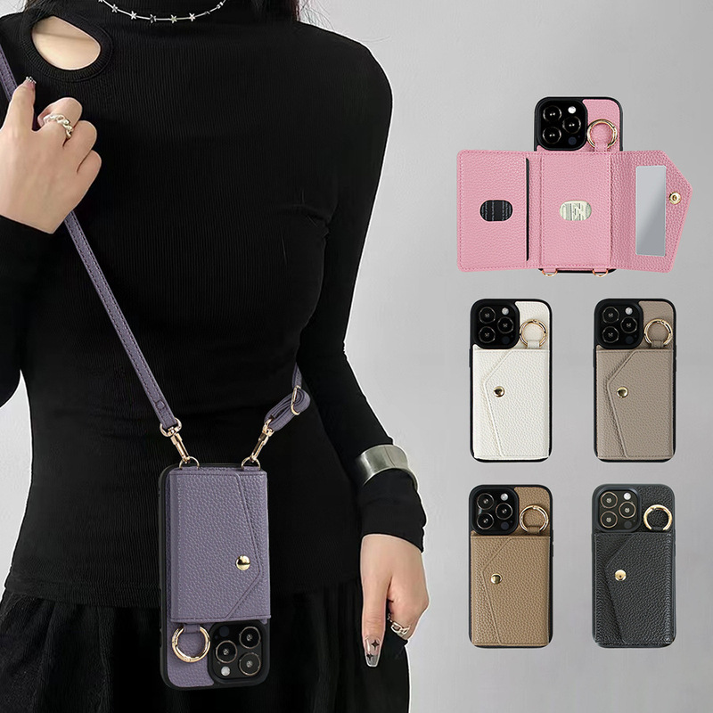 For Apple iPhone14 15 16Pro Max Plus Samsung Galaxy Multi Card Slot Lanyard Phone Case For Apple iPhone14 15 16Pro Max Plus Samsung Galaxy Multi Card Slot Lanyard Phone Case