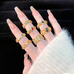 新中式輕奢鏤空褶皺時尚開口戒指女小眾氣質冷淡風個性復古指環