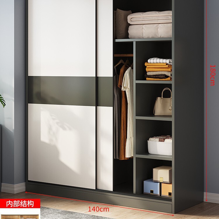 推拉门衣柜家用卧室出租房经济型简易柜子结实耐用实木质儿童衣橱|undefined