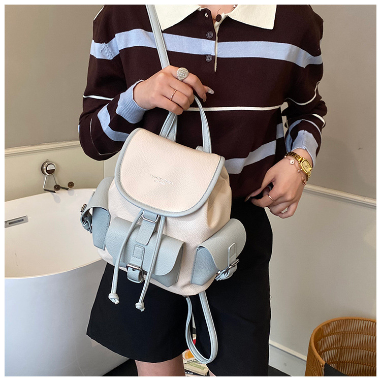Backpack Women's Casual Versatile Niche Design Backpack Travel Color Blocked Small Backpack_voghion.com