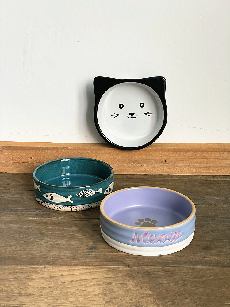 ~ Cat hand -painted bowl ceramic dog bowl hamster food basin dog pot…