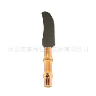 Stainless steel butter scraper cream spatula bamboo root mini handle cheese jam peanut butter dessert cheese knife