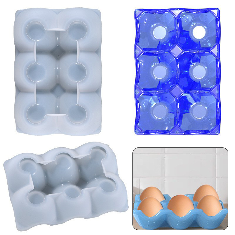 Crystal Droplet Mold DIY 6-Compartment Egg Storage Organizer Household Refrigerator Egg Holder Silicone Mold