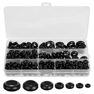 Cross-Border 260Pcs Boxed Black Double-Sided Rubber Wire Sleeve O-Ring Seal Wire Protection Gasket Cross-Border Hot Sale