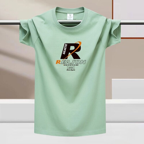 Men's Large Size Summer Short Sleeve T-Shirt Trendy Loose Half-Sleeve Top Youth Round Neck Versatile Base Layer Sweatshirt