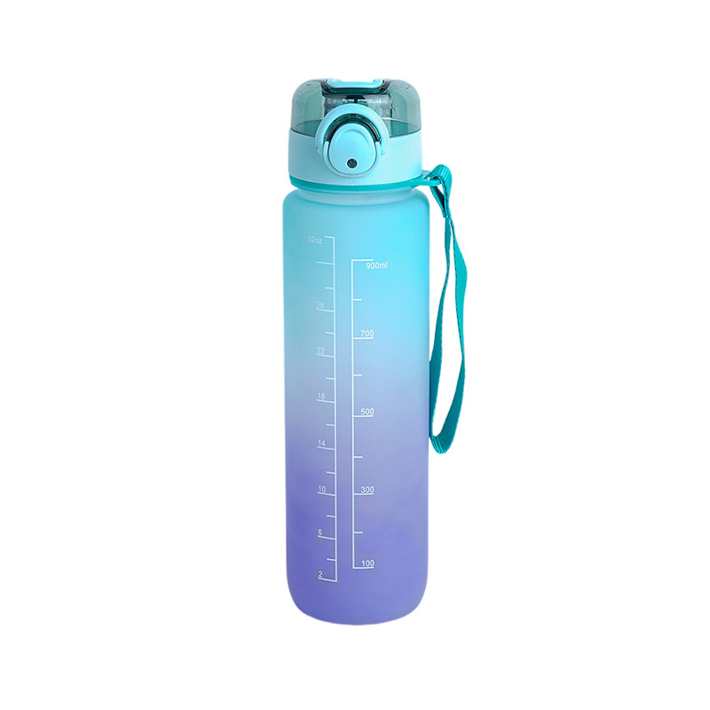 Estilo coreano 1000ml gradiente de color espacio de la Copa de fitness deportes hervidor de plástico transfronterizo rebotando taza portátil con escala