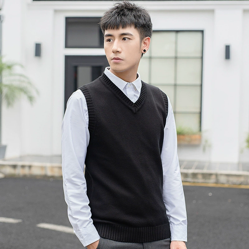Трансграничный мужской вязаный жилет для внешней торговли, свитер без рукавов с куриным воротником, мужской Молодежный универсальный базовый жилет, свитер
