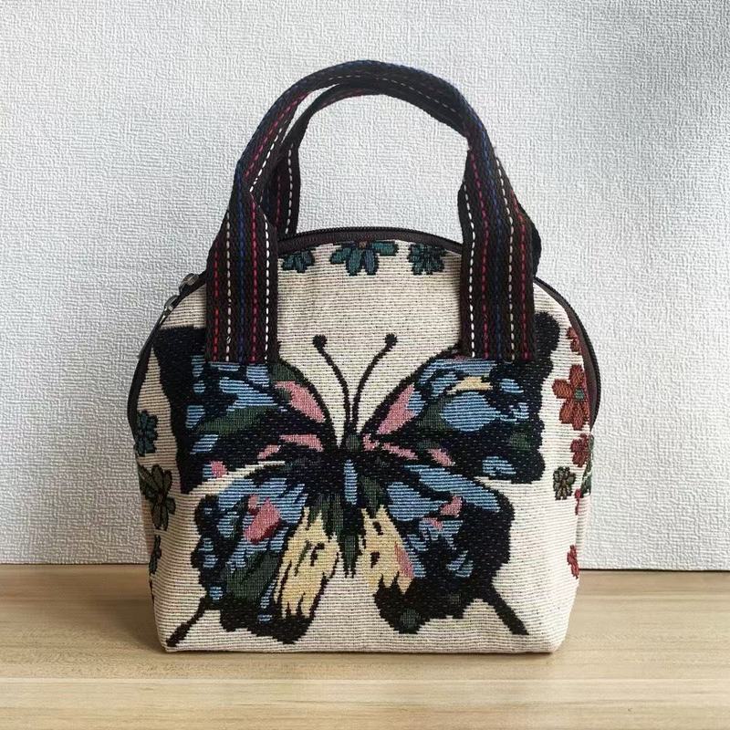 新しいエスニックスタイルのキャンバスバッグ中年女性の刺繍ジャカード通勤携帯電話コインシェル型ハンドバッグ|undefined