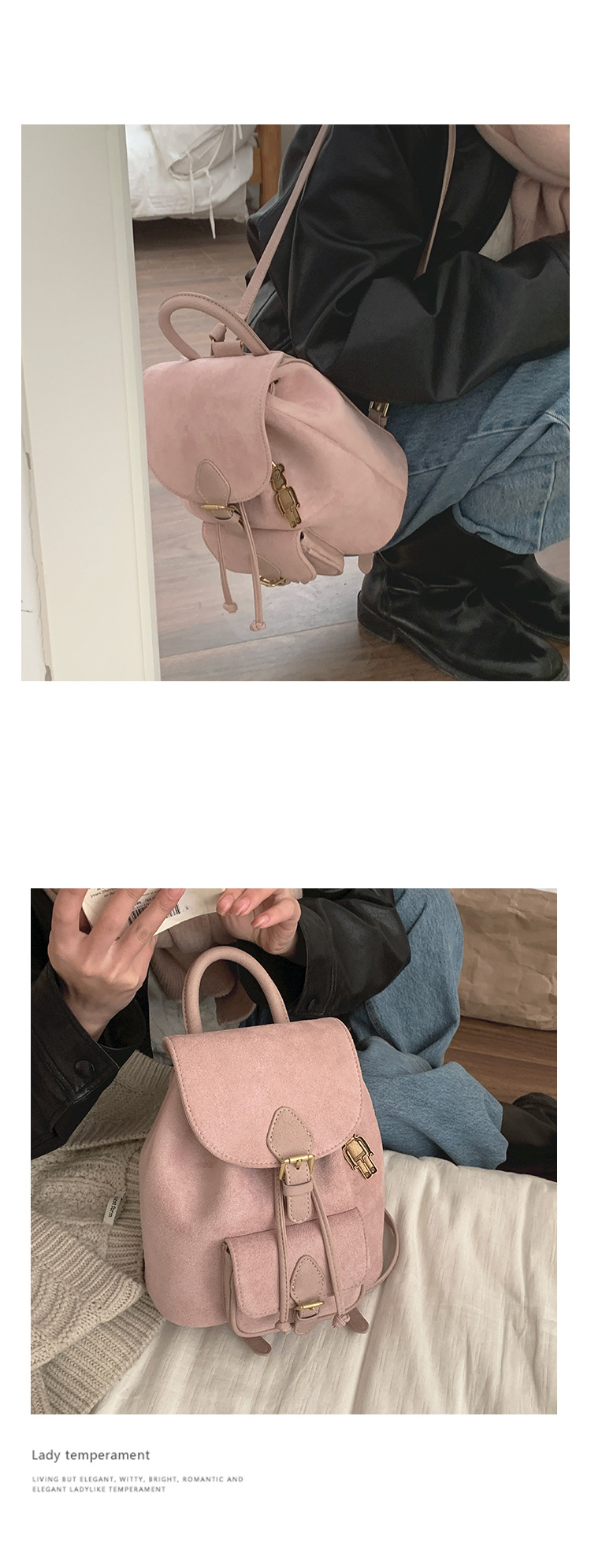 Women's Suede Backpack Versatile Casual Shoulder Bag For Women_voghion.com