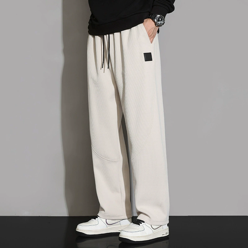 Мужские повседневные брюки, весенне-осенние модные драпированные спортивные штаны в американском стиле, осенние свободные прямые широкие брюки