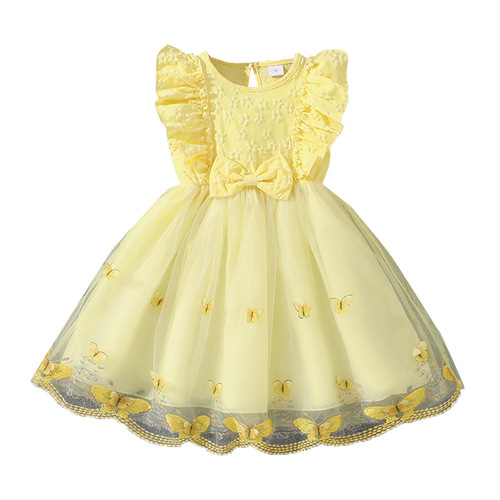 Girls 'dress, European and American children's wear, 26 summer new style for small and medium-sized children sleeveless lace stitching mesh sweet princess dress