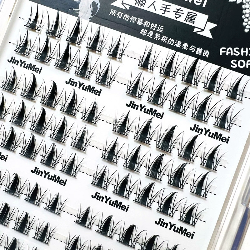 Искусственные ресницы Cluster False Eyelashes (Jin Yu Mei) 8 рядов, 80 шт, естественные, милый кролик-декор, новичкам