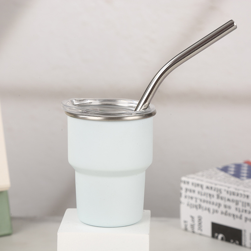 Mini vaso de vino pequeño de 3oz de cambio en frío transfronterizo Taza de aislamiento de acero inoxidable 304 Taza de paja de una y dos capas Taza de pequeña capacidad