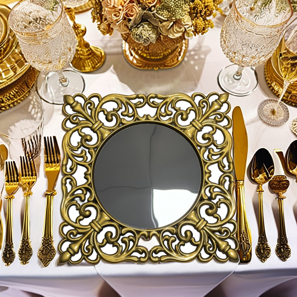 Comercio exterior retro europeo hueco bandeja de fruta boda hotel artesanía placa de decoración placas de plástico cargador