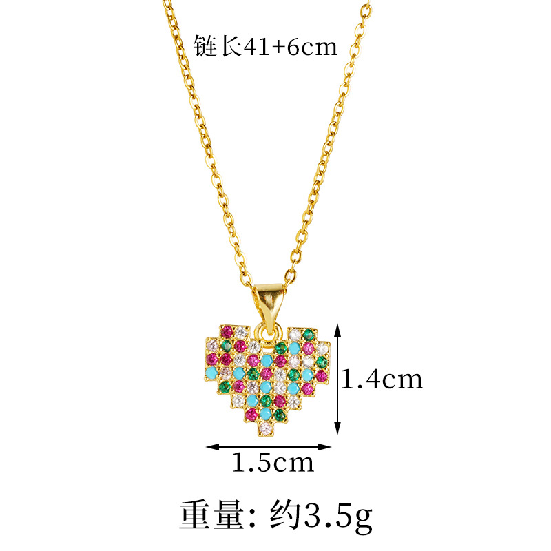 Vietnam Shajin Xiaozhong Collar de amor de diamantes de todo fósforo que no se desvanece durante mucho tiempo Pendientes de lujo ligeros de alta gama para mujer Suministro de accesorios