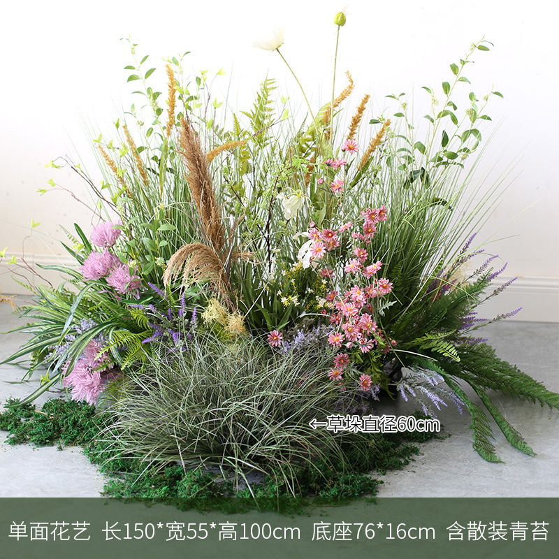 Gran planta suave decoración paisaje jardín flores y plantas decoración hotel restaurante esquina jardín paisaje traje simulación Reed paja montón