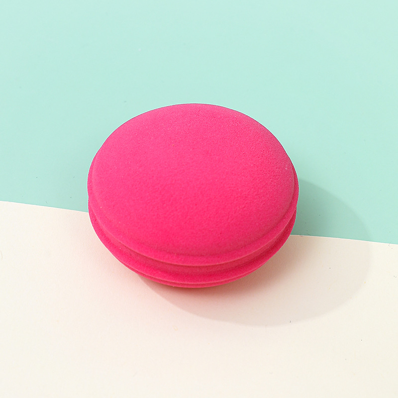 Polvo de macarrón transfronterizo, esponja de maquillaje redonda personalizada, esponja de maquillaje, huevo de maquillaje super suave, no comer polvo, seco y húmedo, doble uso
