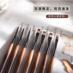 Best-Selling High-Quality Sandalwood Pole Square and Round Manicure Pen with Widened Brush Q Elastic and Powerful Hair Quality Square and Round Phototherapy Pen