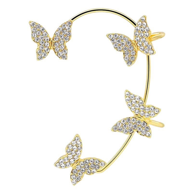 European and American New Style 2025 Butterfly Full Diamond-Studded Three-Dimensional Earrings Etsy Ear Hooks for Banquets and Parties Y&K Women's Jewelry