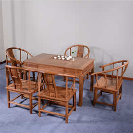 红木家具鸡翅木茶桌仿古中式实木茶桌椅组合茶艺桌泡茶桌1米8茶台