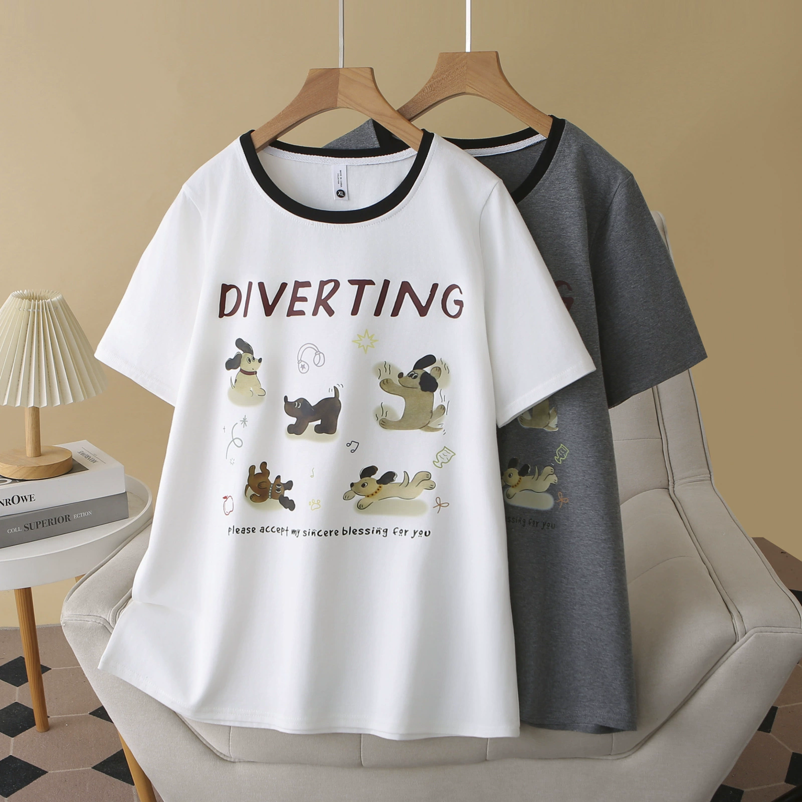 Новая летняя женская футболка большого размера с короткими рукавами, свободный топ с принтом в корейском стиле, свободный утягивающий топ с воротником 6255