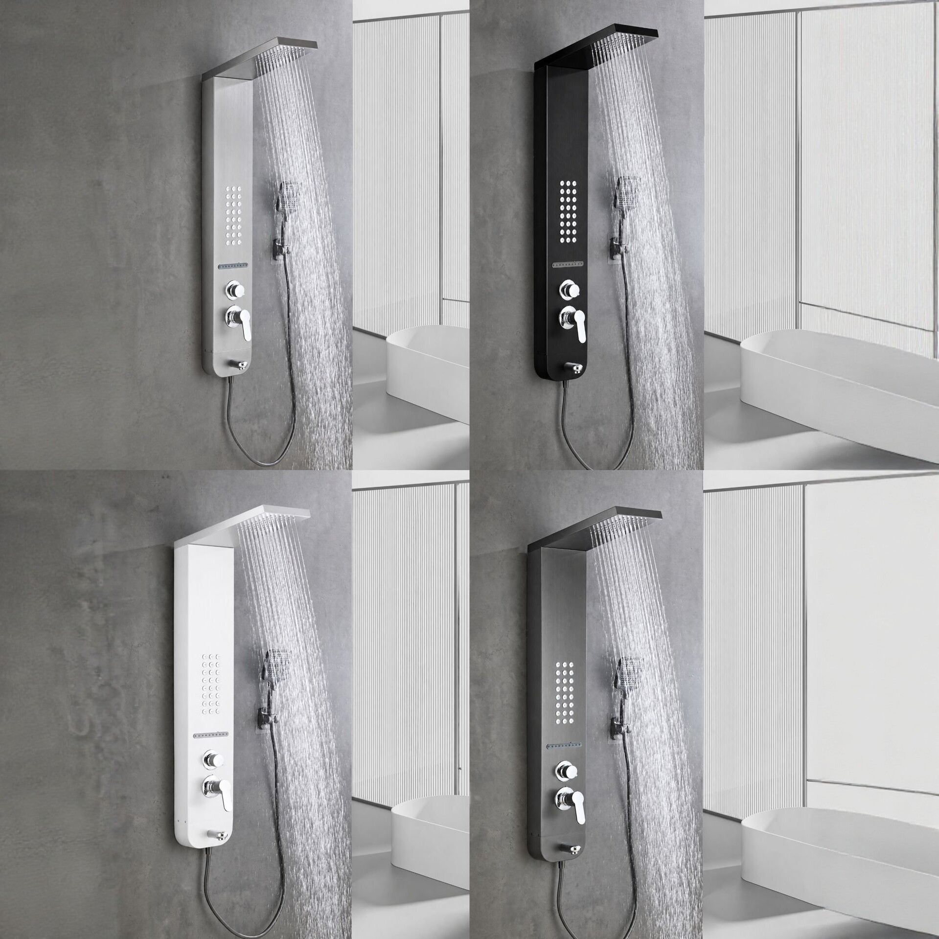 Source factory cross-border foreign trade anti-cut, anti-head-bump, and anti-impact stainless steel digital display shower screen and shower panel