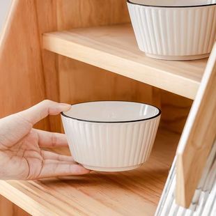10 bowls for home eating American vertical grain bowl new high-value noodle bowl ceramic rice bowl simple flat