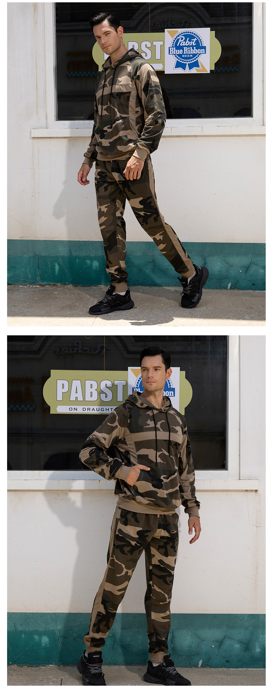 Vêtements pour femmes Costumes de sport décontractés pour hommes automne et hiver nouveaux hommes 2022 camouflage lâche grande taille cardigan à capuche costume deux pièces_voghion.com