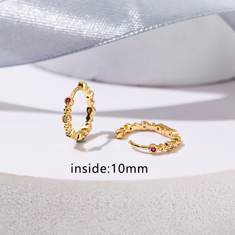 Cross-Border accesorios de moda pendientes europeos y americanos populares micro incrustaciones de ZIRCON ventiladores pequeños pendientes de oro rosa pendientes simples