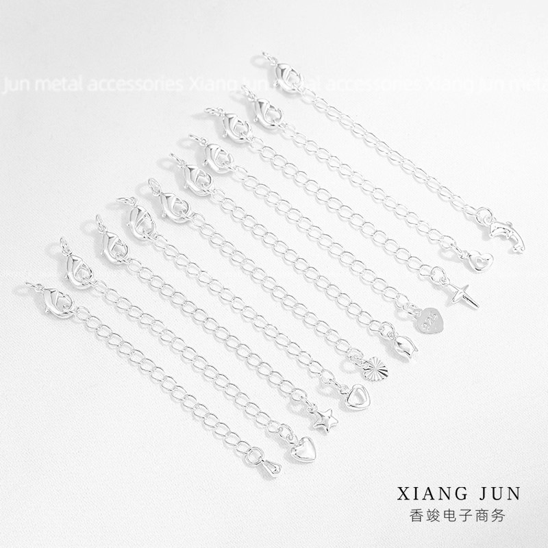 Color-Preserving Extension Chain Pure Silver Lobster Clasp Tail Chain Handmade DIY Material Bracelet Necklace End Extension Chain Accessories
