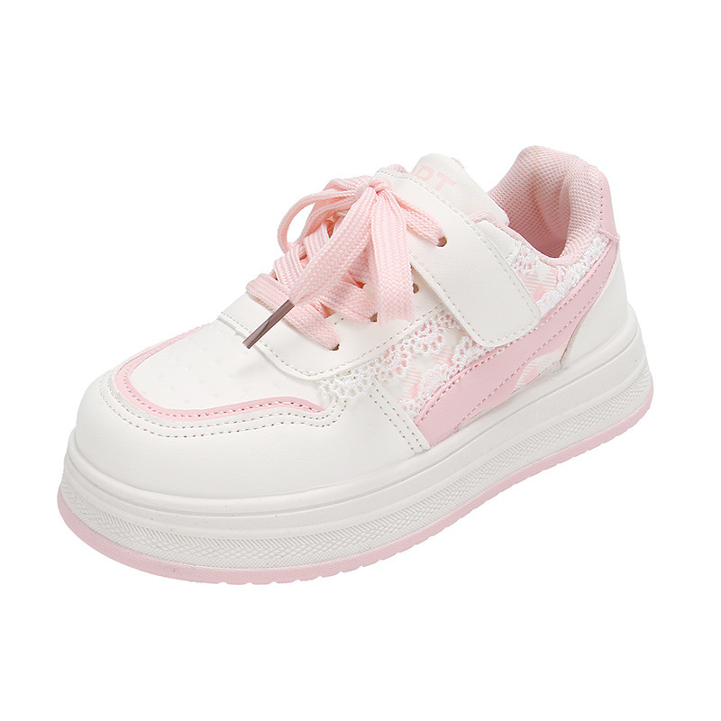 Zapatillas casuales para niñas 2025 primavera y otoño nuevo estilo cuero zapatos deportivos para niños y estudiantes moda para niñas zapatos blancos marea