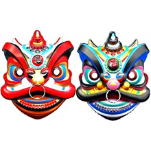 中式国潮东方雄狮面具虎头醒狮舞台表演舞狮子头像摆件样板间客厅