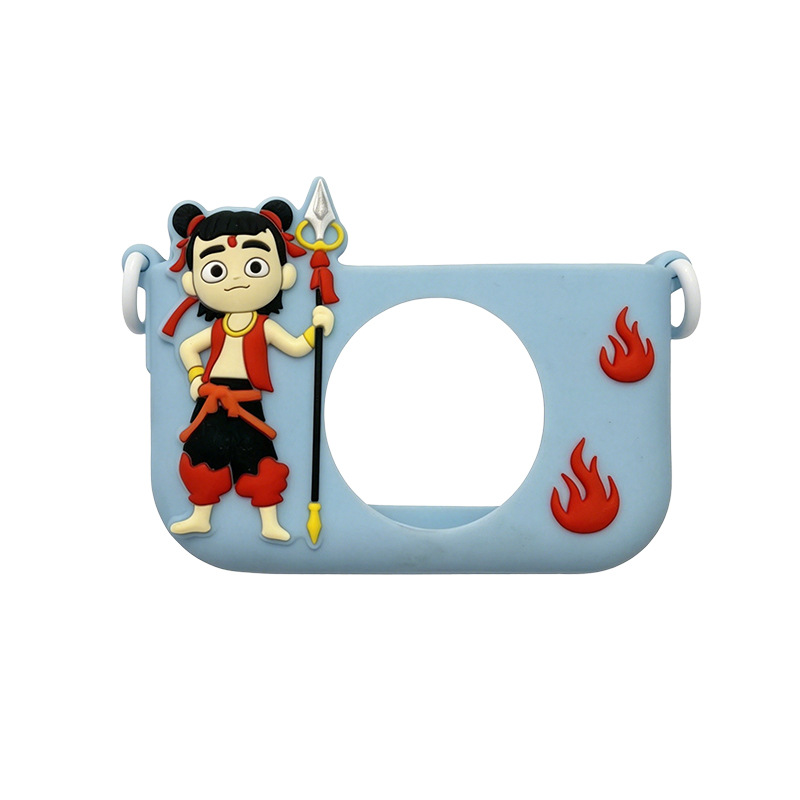 Cámara de niños a través de la cubierta de protección de la pequeña cámara de silicona cubierta de caución de cinturón de colgante mini foto cubierta de goma suave
