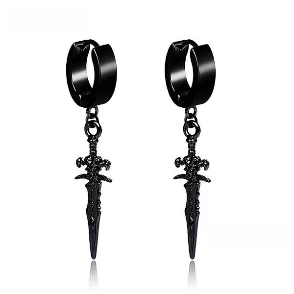 Spot Wholesale Titanium Steel Ear Buckles Retro Sword Creative Accessories Non-Pierced Ear Clip Earrings Korean Domineering Long Earrings