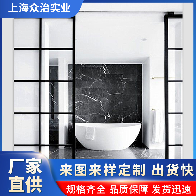 上海老钢窗玻璃推拉门防锈钢无框双层上滑动玻璃热轧钢门推拉门