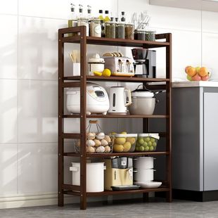 Floor-Standing Multi-Layer Bamboo Storage Rack for Home Living Room Wall Rack Multi-Functional Simple Shelf Snack Storage Rack Bookshelf